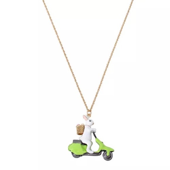 Betsey Johnson Bunny Vespa Pendant Slider Necklace - Picture 2 of 4